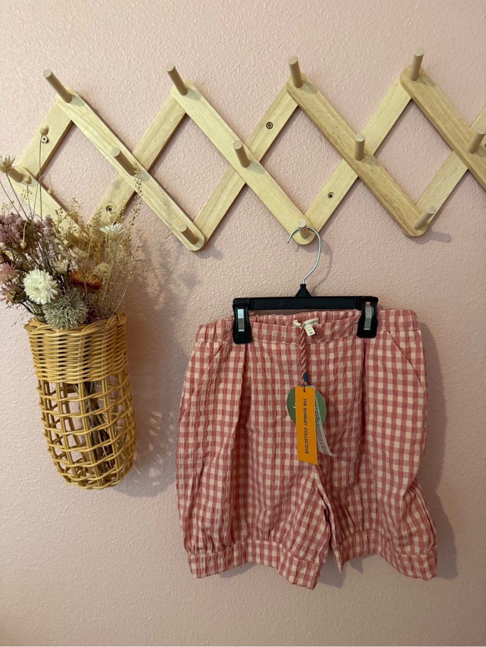 NWT The Sunday Collective Girls Pink Gingham Shorts